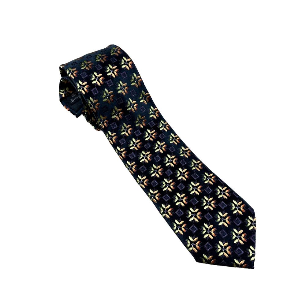ERMENEGILDO ZEGNA Colorful Geometric Silk Tie Men's Career Preppy